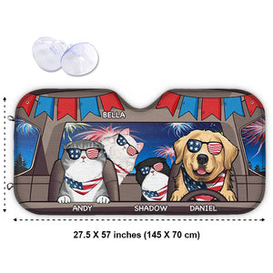 Happy 4th Of July Dog - Personalized Auto Sunshade - Gift For Pet Lovers