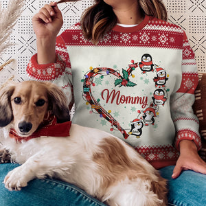 Grandma's Little Penguins - Personalized Custom Unisex Ugly Christmas Sweatshirt, Wool Sweatshirt, All-Over-Print Sweatshirt -  Gift For Grandma, Grandparents, Christmas Gift