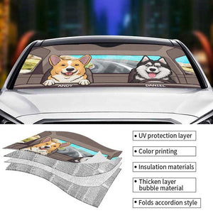 Dogs And Cats - Personalized Auto Sunshade - Gift For Pet Lovers