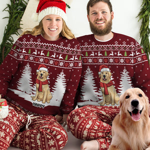 Woof You A Merry Christmas, Human - Personalized Custom Unisex Ugly Christmas Sweatshirt, Wool Sweatshirt, All-Over-Print Sweatshirt - Gift For Dog Lovers, Pet Lovers, Christmas Gift