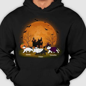 Enjoy The Halloween Night With Your Cats - Personalized Unisex T-Shirt.