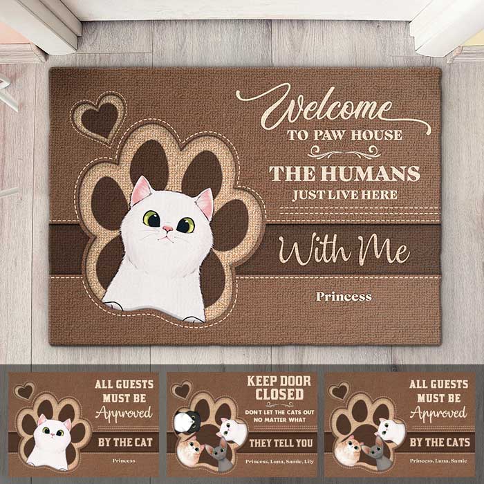 Welcome To Paw House - Personalized Decorative Mat - Gift For Pet Lovers