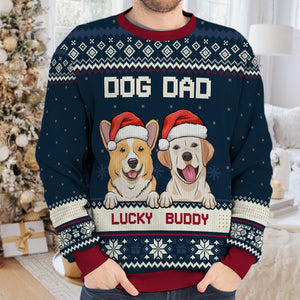 We're Fur Mom & Fur Dad - Dog Personalized Custom Ugly Sweatshirt - Unisex Wool Jumper - Christmas Gift For Pet Owners, Pet Lovers