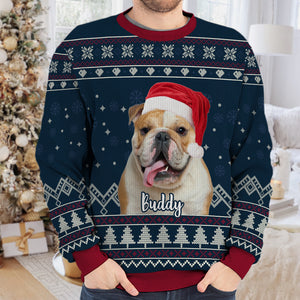 Pet Bless You This Christmas - Dog & Cat Personalized Custom Ugly Sweatshirt - Unisex Wool Jumper - Upload Image, Christmas Gift For Pet Owners, Pet Lovers
