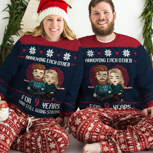 Still Going Strong - Personalized Custom Unisex Ugly Christmas Sweatshirt, Wool Sweatshirt, All-Over-Print Sweatshirt - Gift For Couple, Husband Wife, Anniversary, Engagement, Wedding, Marriage Gift, Christmas Gift