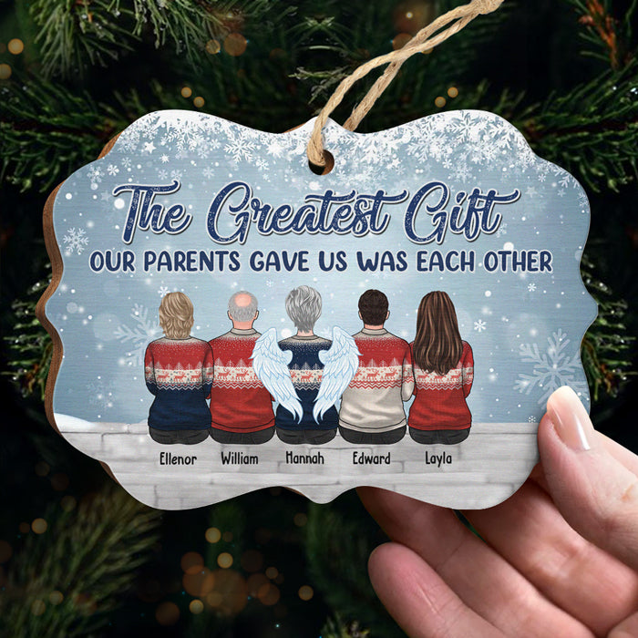 Grateful To Be Blessed With Such A Wonderful Family - Family Personalized Custom Benelux Shaped Wood, Acrylic Christmas Ornament - Christmas Gift For Siblings
