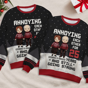 Annoying Each Other - Personalized Custom Unisex Ugly Christmas Sweatshirt, Wool Sweatshirt, All-Over-Print Sweatshirt - Gift For Couple, Husband Wife, Anniversary, Engagement, Wedding, Marriage Gift, Christmas Gift