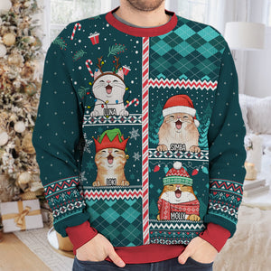 Meow You A Merry Christmas - Cat Personalized Custom Ugly Sweatshirt - Unisex Wool Jumper - Christmas Gift For Pet Owners, Pet Lovers