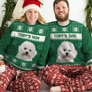 I'm A Dog Mom - Personalized Custom Unisex Ugly Christmas Sweatshirt, Wool Sweatshirt, All-Over-Print Sweatshirt - Upload Image, Gift For Pet Lovers, Christmas Gift