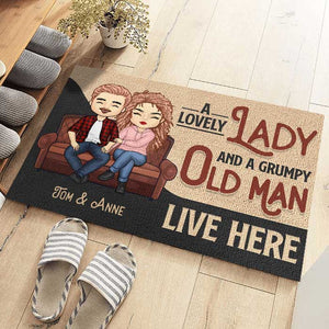 A Lovely Lady & A Grumpy Old Man - Personalized Decorative Mat - Anniversary Gifts, Gift For Couples, Husband Wife