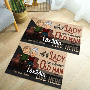 A Lovely Lady & A Grumpy Old Man - Personalized Decorative Mat - Anniversary Gifts, Gift For Couples, Husband Wife