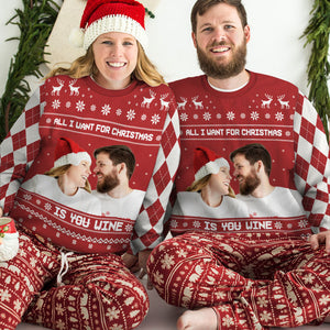 All I Want For Christmas - Personalized Custom Unisex Ugly Christmas Sweatshirt, Wool Sweatshirt, All-Over-Print Sweatshirt - Upload Image, Gift For Couple, Husband Wife, Anniversary, Engagement, Wedding, Marriage Gift, Christmas Gift