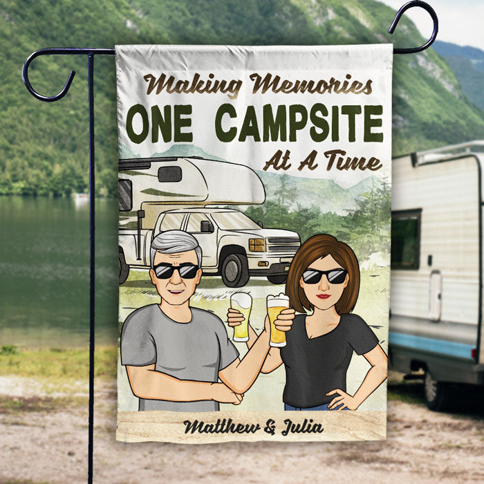 Making Memories One Campsite - Personalized Flag - Gift For Camping Lovers