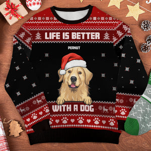 Life Is Better With Dogs - Personalized All-Over-Print Sweatshirt.