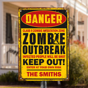 Keep Out Of Zombie Outbreak - Personalized Metal Sign, Halloween Ideas..