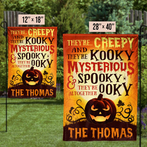 There're Creepy And There're Kooky - Personalized Funny Cat Flag, Halloween Ideas..