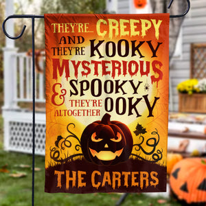 There're Creepy And There're Kooky - Personalized Funny Cat Flag, Halloween Ideas..