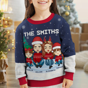 Christmas Is A Time For Family Kid - Family Personalized Custom Ugly Sweatshirt - Unisex Wool Jumper - Christmas Gift For Family Members