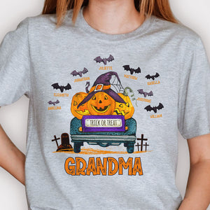 Trick Or Treat - Grandma With Little Bats - Personalized Unisex T-Shirt, Halloween Ideas..