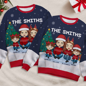 Christmas Is A Time For Family Dad, Mom - Family Personalized Custom Ugly Sweatshirt - Unisex Wool Jumper - Christmas Gift For Family Members