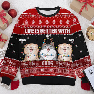 Life Is Better With Cats - Personalized All-Over-Print Sweatshirt.