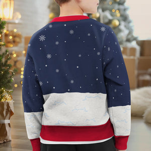 Christmas Is A Time For Family Kid - Family Personalized Custom Ugly Sweatshirt - Unisex Wool Jumper - Christmas Gift For Family Members