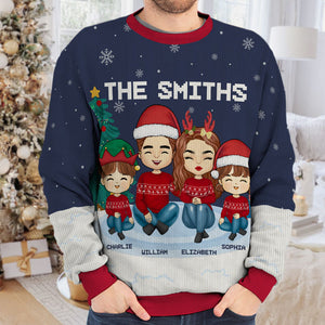Christmas Is A Time For Family Dad, Mom - Family Personalized Custom Ugly Sweatshirt - Unisex Wool Jumper - Christmas Gift For Family Members