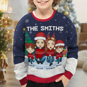 Christmas Is A Time For Family Kid - Family Personalized Custom Ugly Sweatshirt - Unisex Wool Jumper - Christmas Gift For Family Members