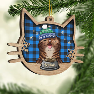 Happy Cat On Christmas Day - Personalized Shaped Ornament.