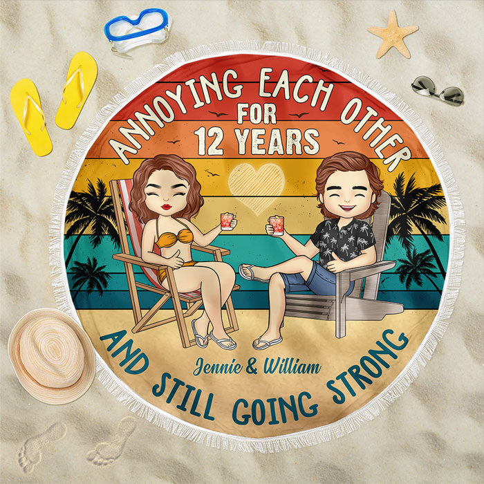 Still Going Strong - Personalized Round Beach Towel - Gift For Couples, Husband Wife