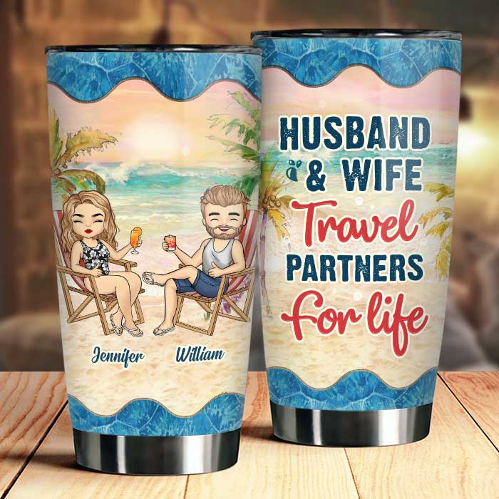 Travel Partners For Life - Personalized Tumbler - Gift For Couples, Husband Wife