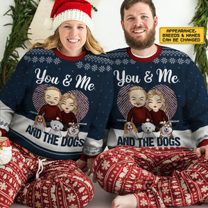 You & Me - Personalized Custom Unisex Ugly Christmas Sweatshirt, Wool Sweatshirt, All-Over-Print Sweatshirt - Gift For Couple, Husband Wife, Anniversary, Engagement, Wedding, Marriage Gift, Christmas Gift