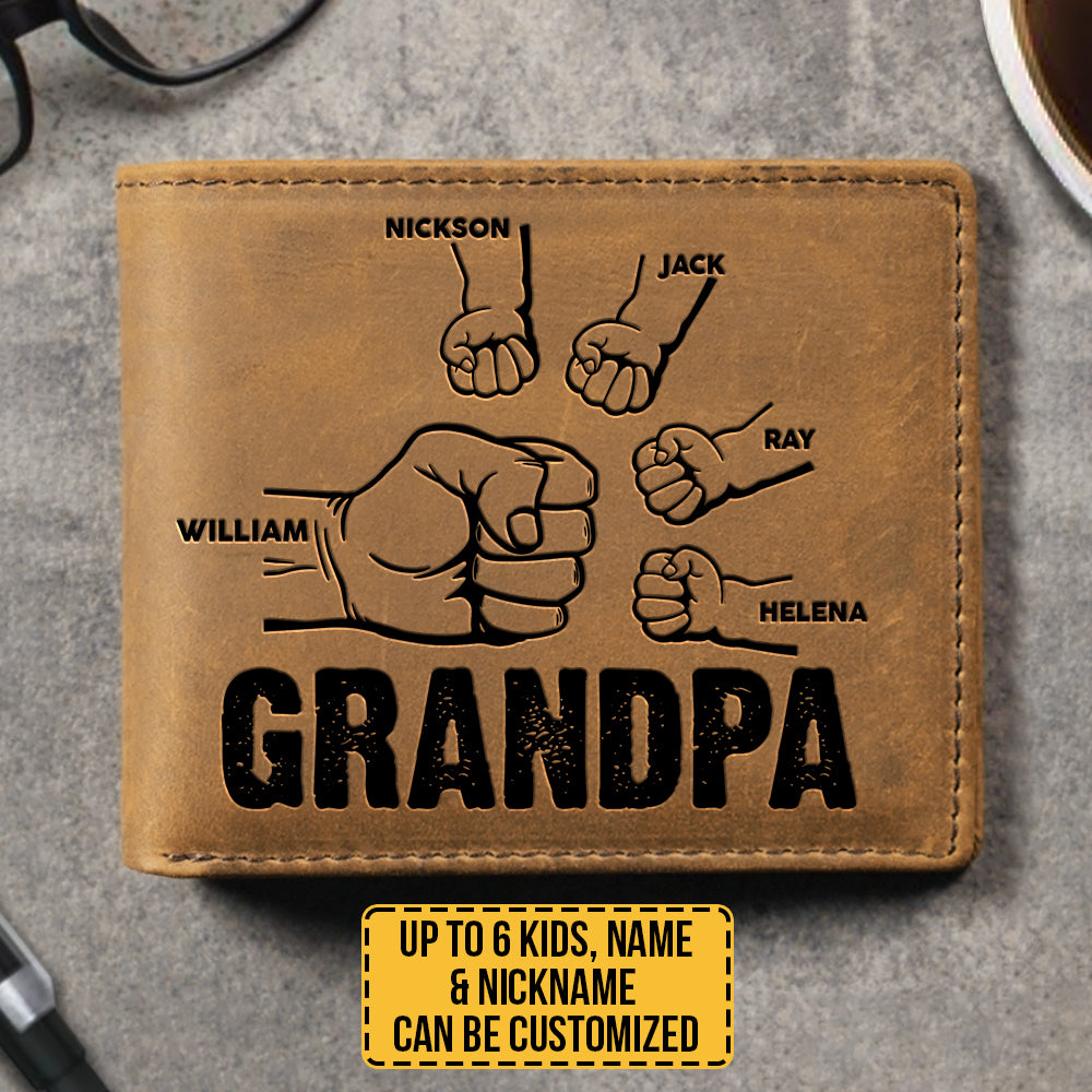 Grandpa And His Grandkids - Personalized Bifold Wallet - Gift For Dad, Grandpa