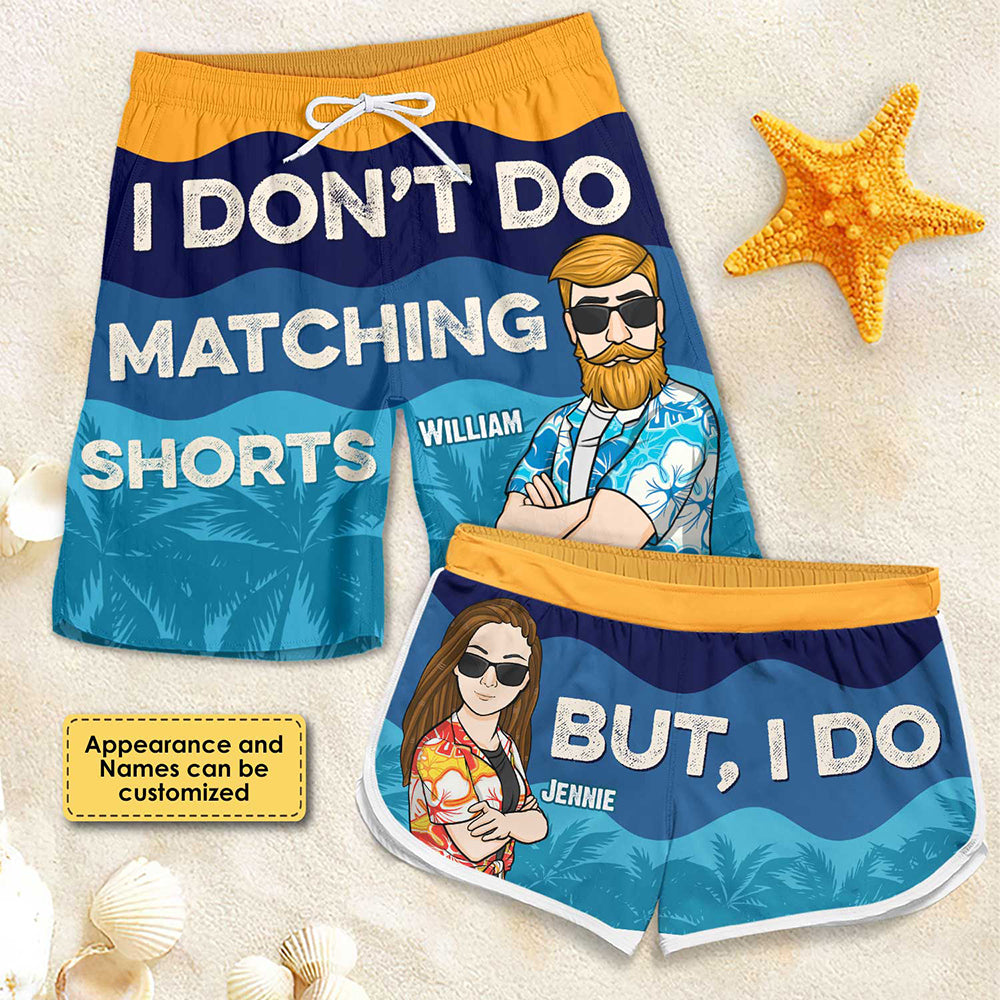 Couple Matching I Do - Personalized Couple Beach Shorts - Gift For Couples, Husband Wife