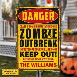 Keep Out Of Zombie Outbreak - Personalized Metal Sign, Halloween Ideas..
