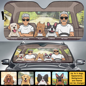 Road Trip Together With Dogs - Personalized Auto Sunshade - Gift For Couples, Husband Wife