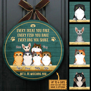 Every Bag You Shake We'll Be Watching You - Funny Personalized Cat Door Sign.