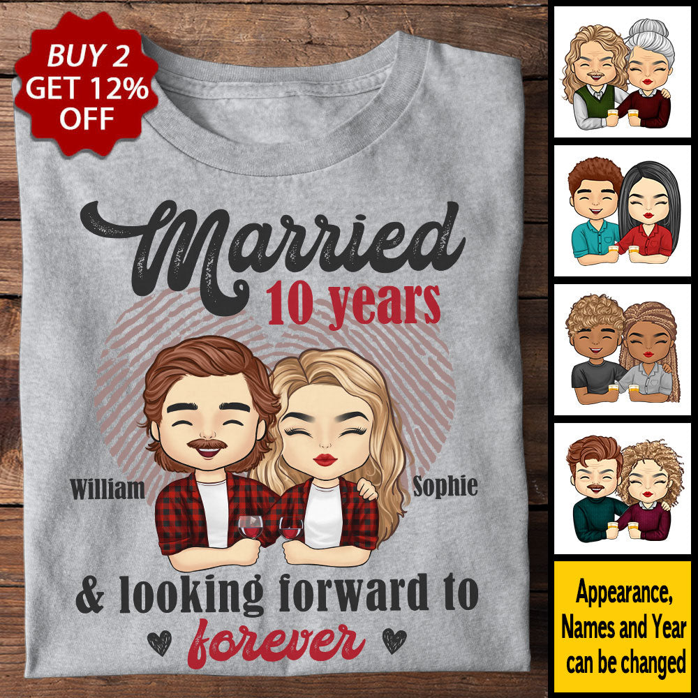 Married And Looking Forward To Forever - Personalized Unisex T-shirt - Gift For Couples, Husband Wife
