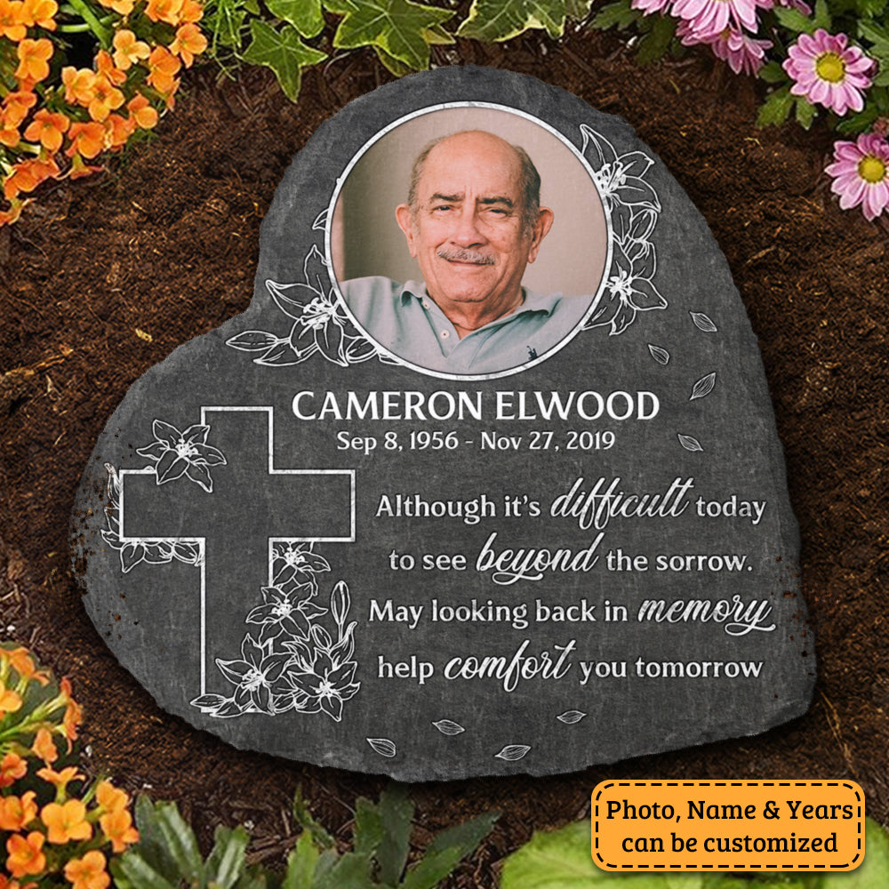 See Beyond The Sorrow - Personalized Memorial Stone, Human Grave Marker - Upload Image, Memorial Gift, Sympathy Gift