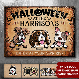 Halloween Is Coming To Town - Gift For Dog Lovers - Personalized Metal Sign.