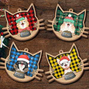 Happy Cat On Christmas Day - Personalized Shaped Ornament.