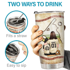 Behind Every Baseball Player - Family Personalized Custom Tumbler - Gift For Family Members