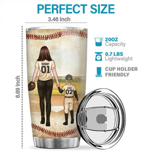 Behind Every Baseball Player Is A Baseball Mom - Family Personalized Custom Tumbler - Gift For Family Members