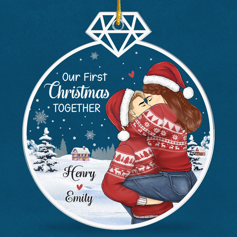 Our First Christmas Married - Couple Personalized Custom Ornament - Acrylic Custom Shaped - Christmas Gift For Husband Wife, Anniversary